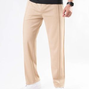 Beige Line pleated Trouser
